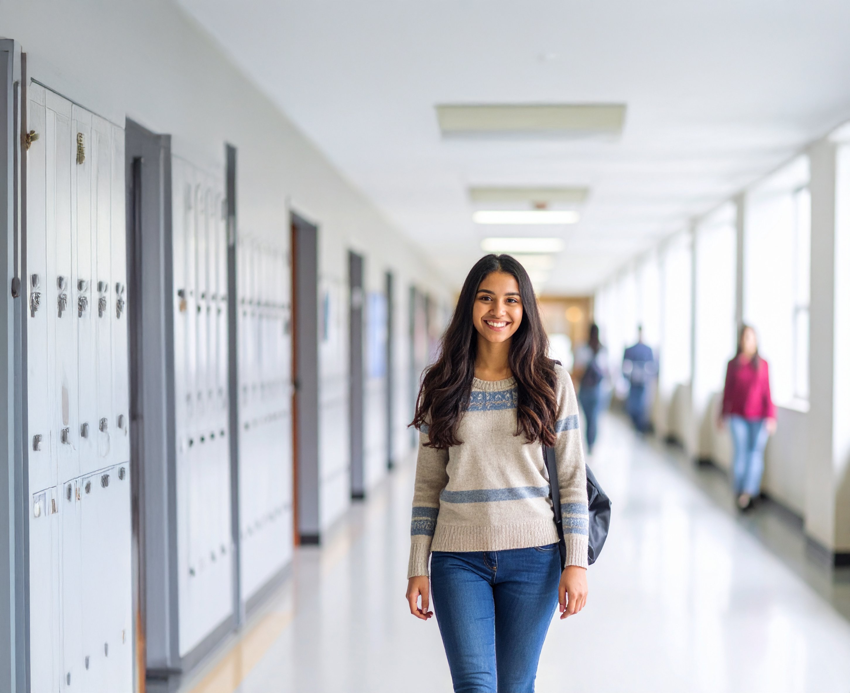 Firefly_mujer latina, piel clara, pelo castaño lacio, alumna escolar de secundaria, son una c 25750 copia